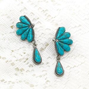 Statement Turquoise Flower Earrings